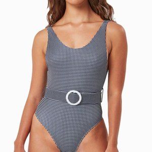 Gingham swimsuit with a belt XS NEW